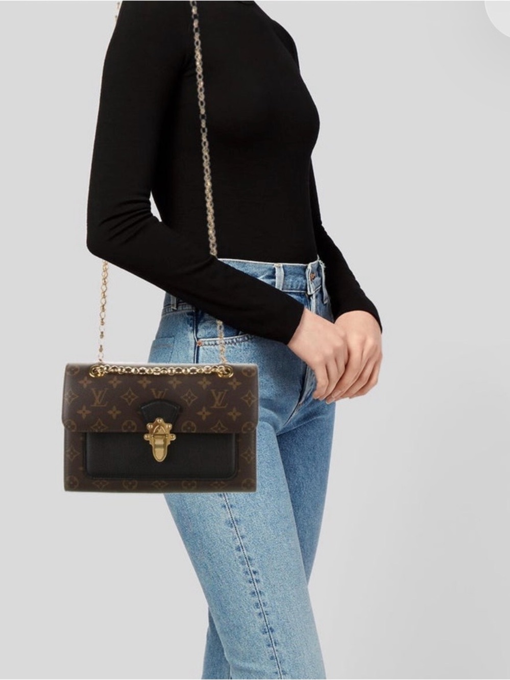 Louis Vuitton Monogram Canvas Shoulder Bag in Brown & Black with Gold Hardware - Picture 2 of 14